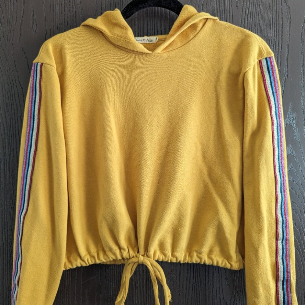 Cropped Yellow Drawstring Hoodie